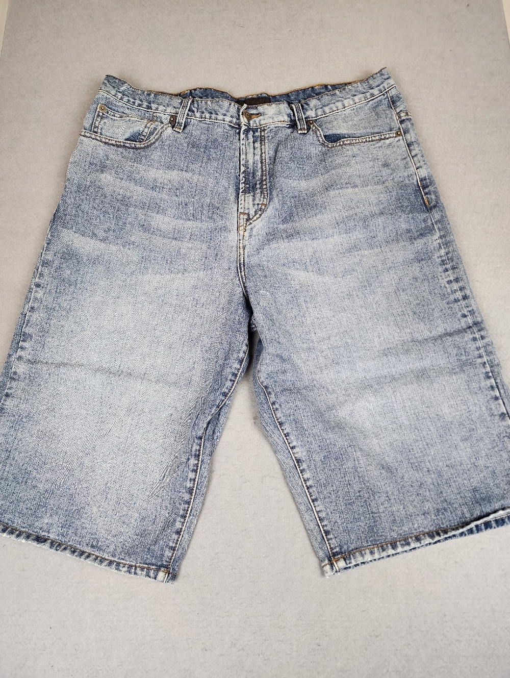 Sean John Men's Light Blue Washed Denim Shorts Retro 90s Streetwear 5 Pocket